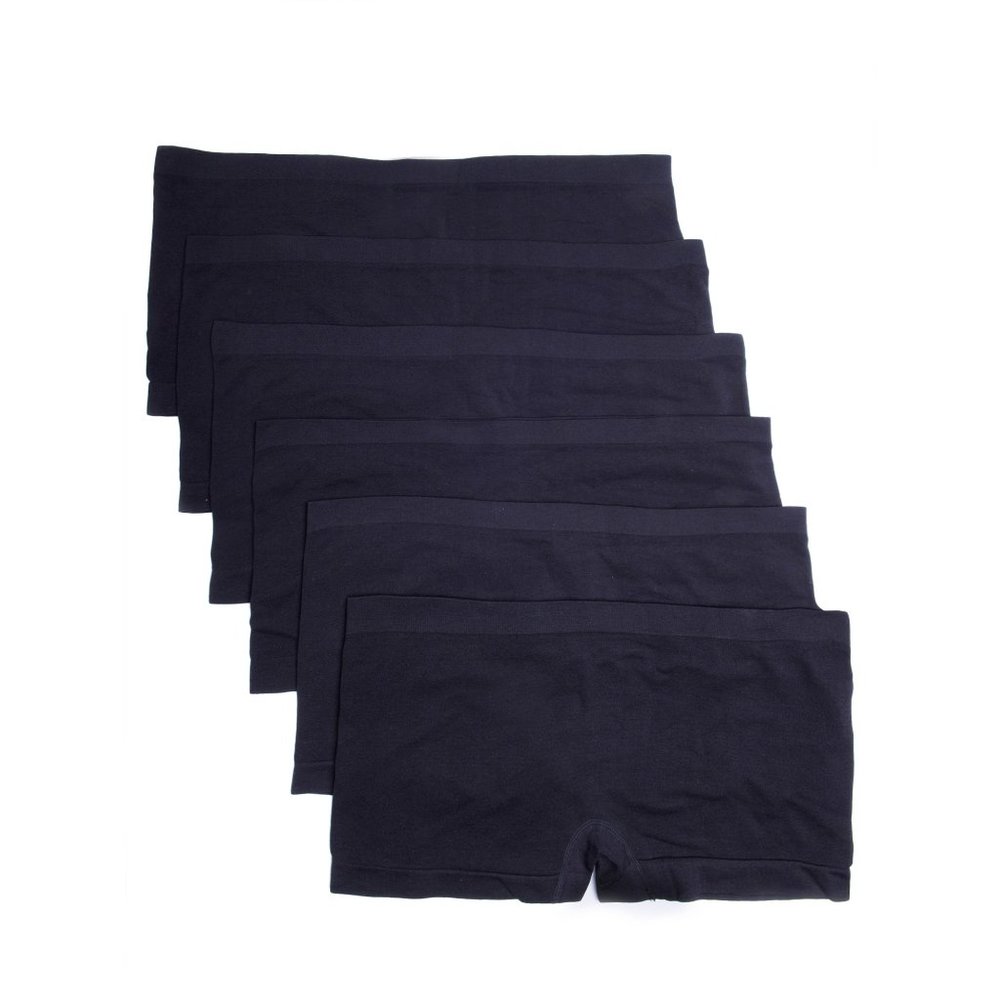 6 Pack Women's Plus Boyshorts Seamless 1X-3X A8+ Black New NWB